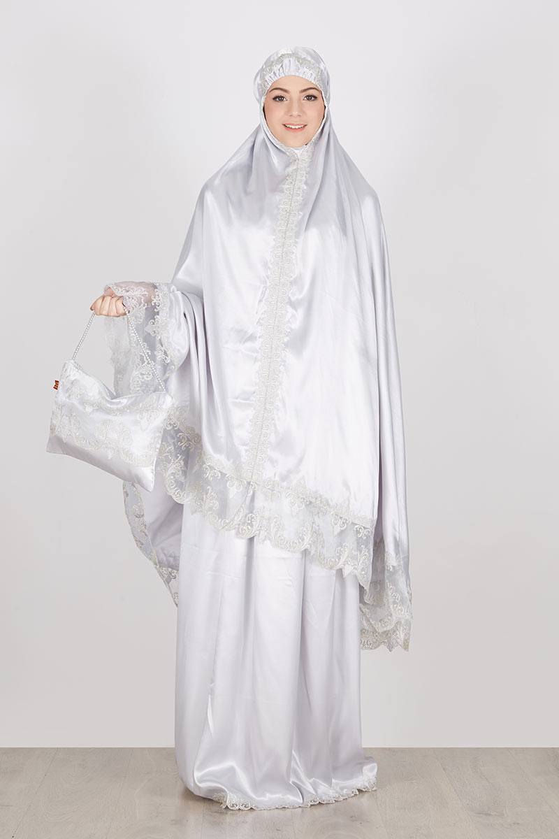 Mukena Khadeejah Hafshah Eid Series Silver Gold Threads