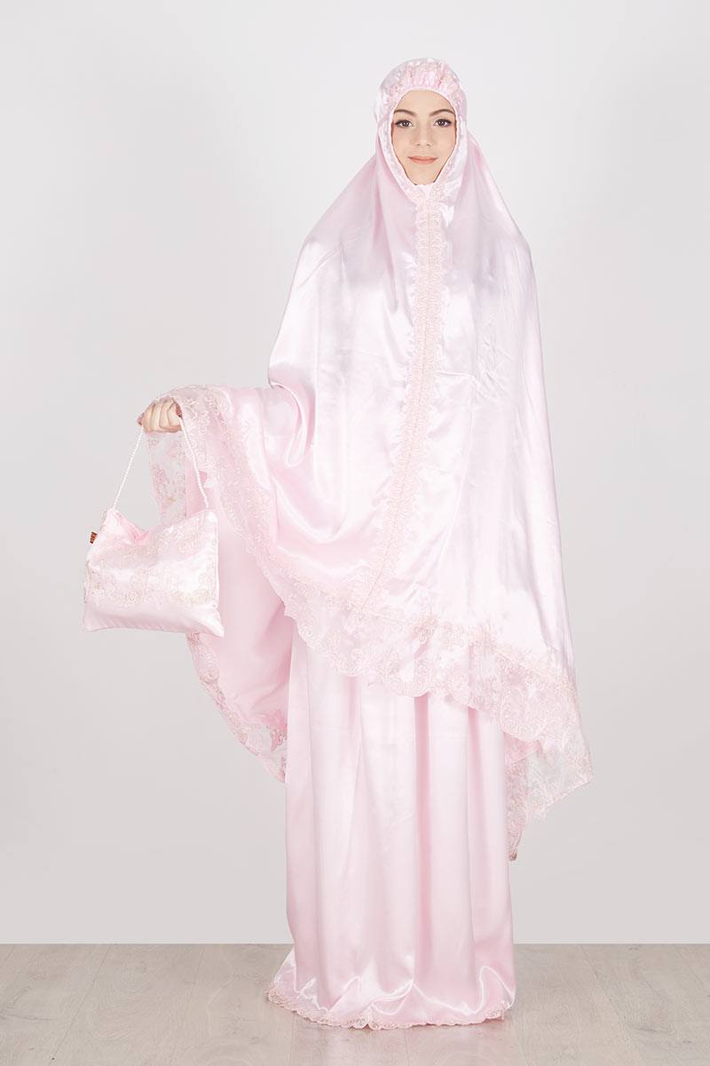 Mukena Khadeejah Hafshah Eid Series Pink and Gold Threads