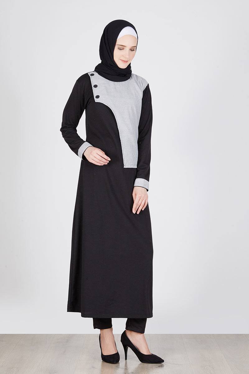 Khaliqa Dress Comby Stripe Black