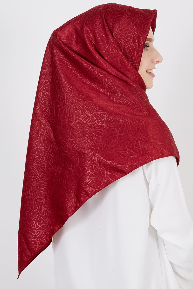 Red Rose Emboss Square Hijab