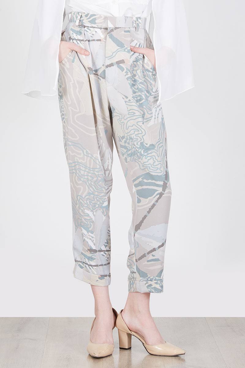 Riley Pants Teal-OffWhite