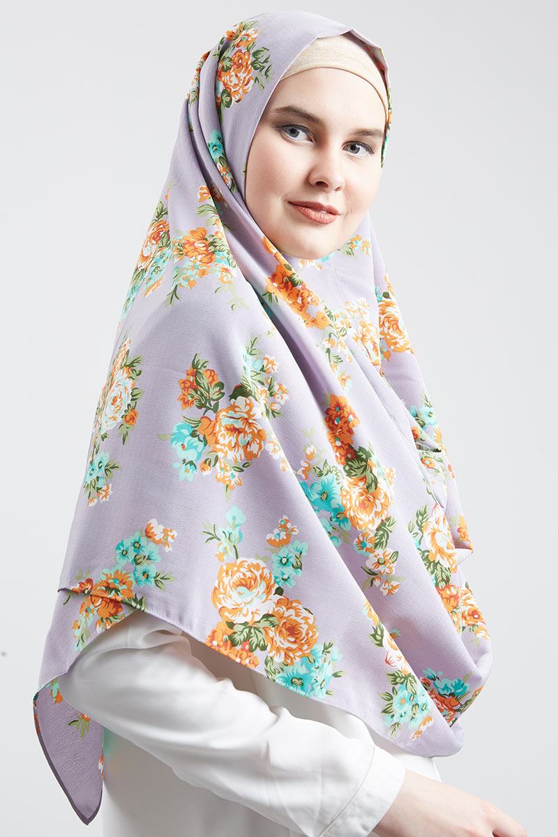 Premium Hijab Instan Winda Ver2 Purple Flowery
