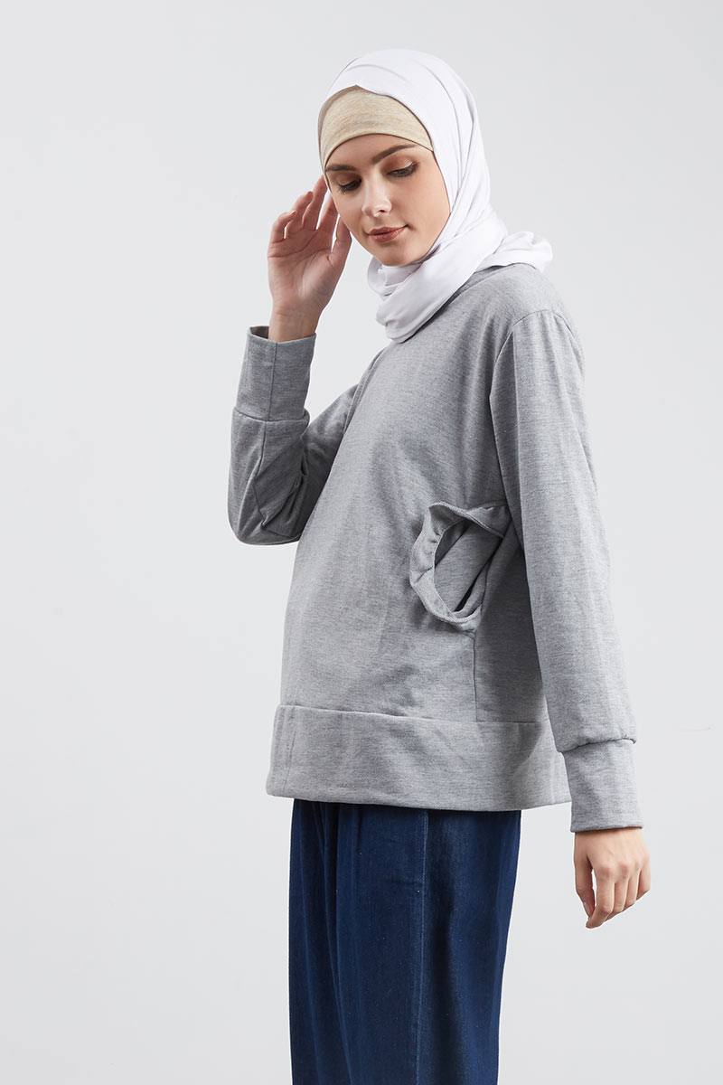 Kaffah Sweater Pocket Gray