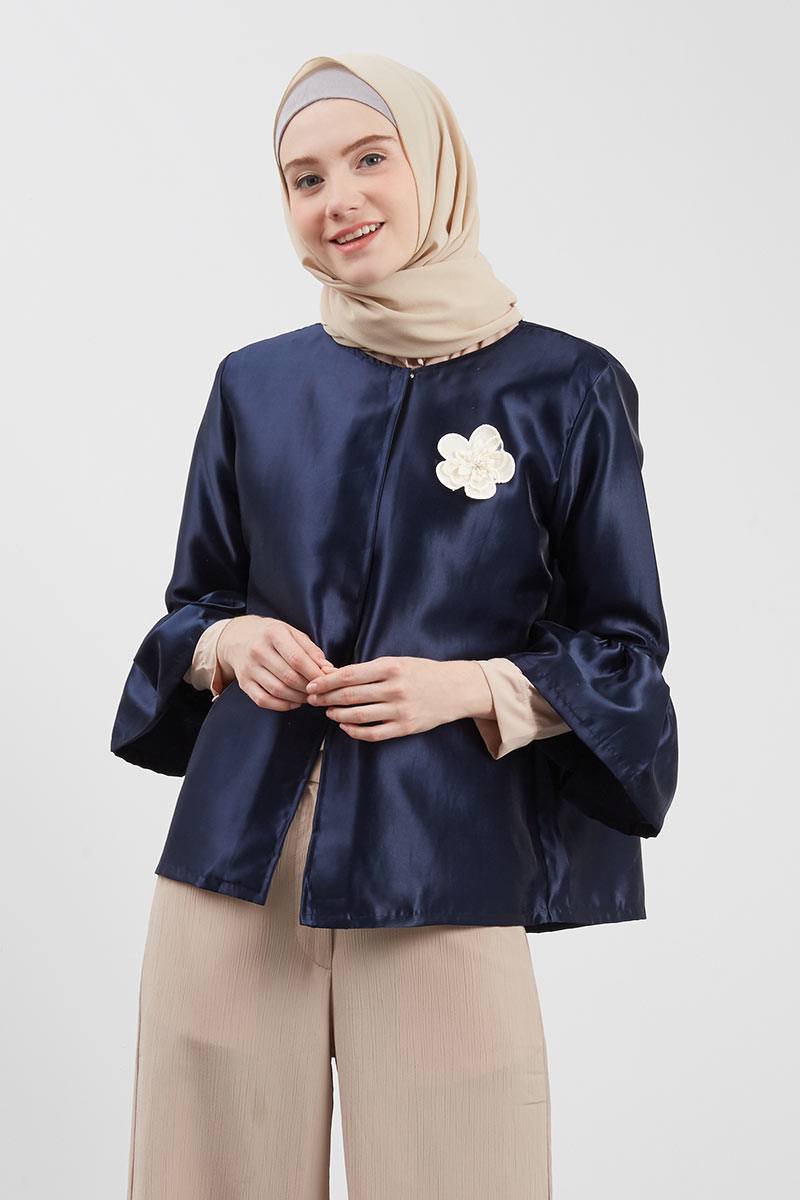 Maia Bell Sleve Top Navy Blue