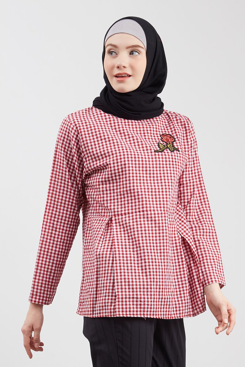 Basic Floral Blouse Red