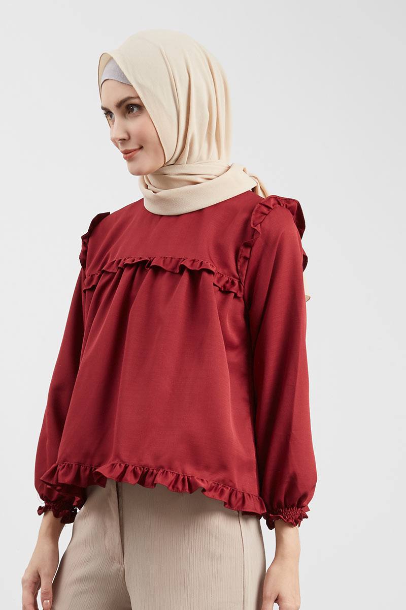 Rample Plain Blouse Red
