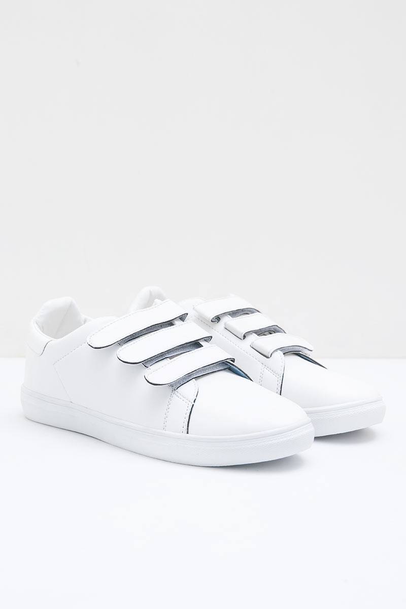 All White Velcro Sneakers