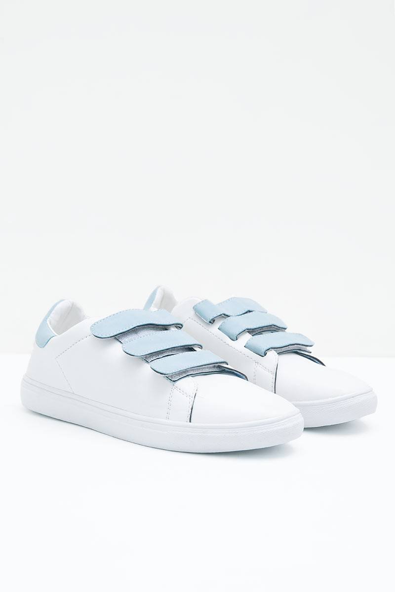 White Blue Velcro Sneakers