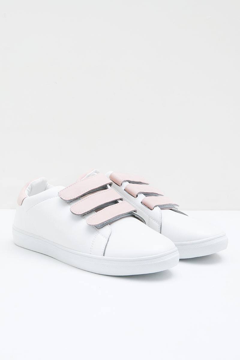White Pink Velcro Sneakers