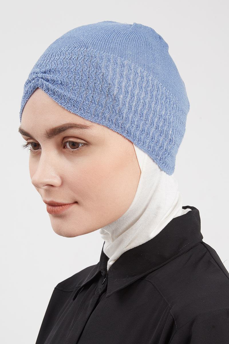 Exlcusive For Hijabenka - Headgear Knitted Blue Jeans