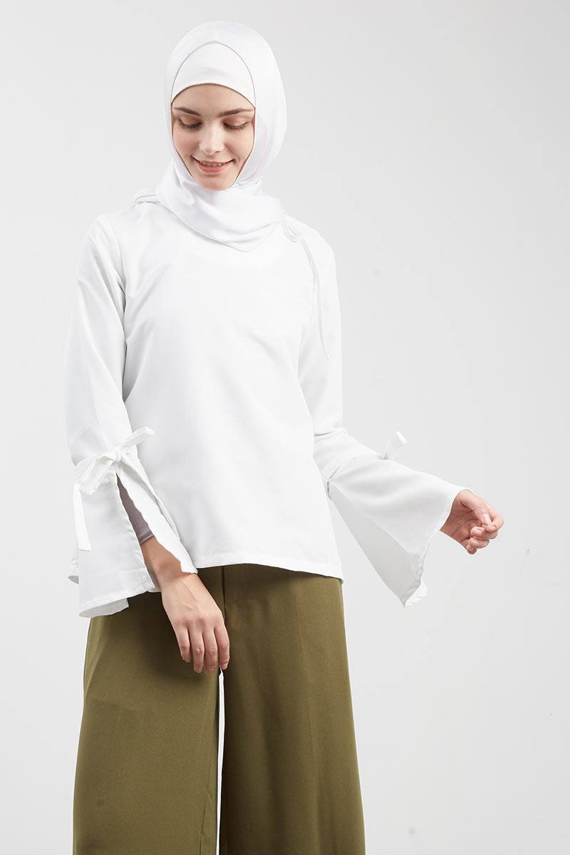 Vira Neck Tie Top White