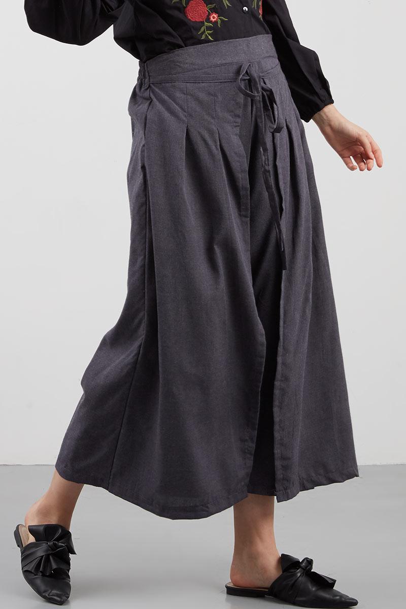 Culotte Layer Chambray Pleated Ash Grey