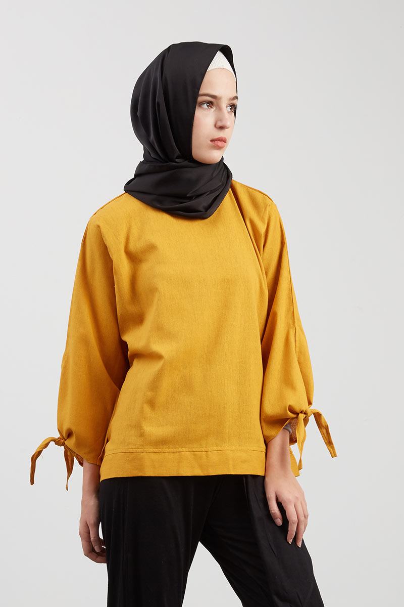 Linen Tunieq Casual In Yellow Gold Colour