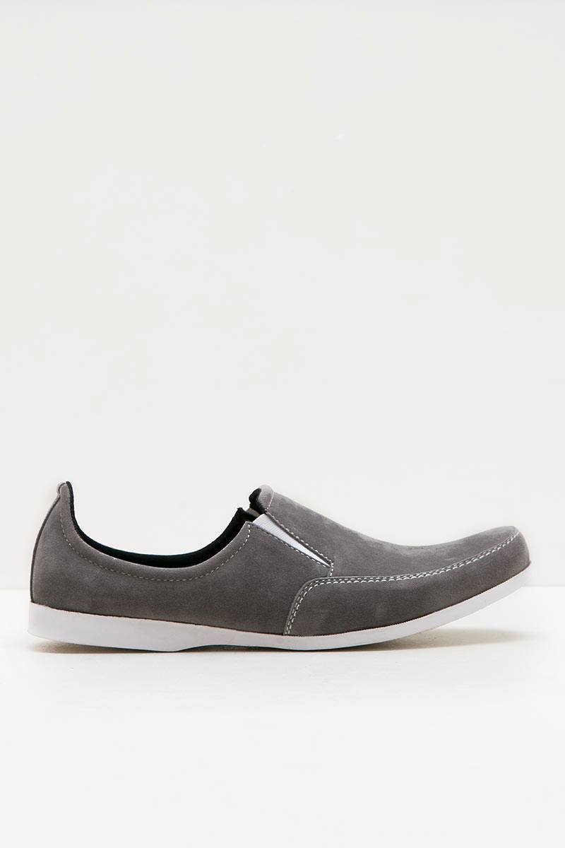 Men Leather Loop Sneakers Grey