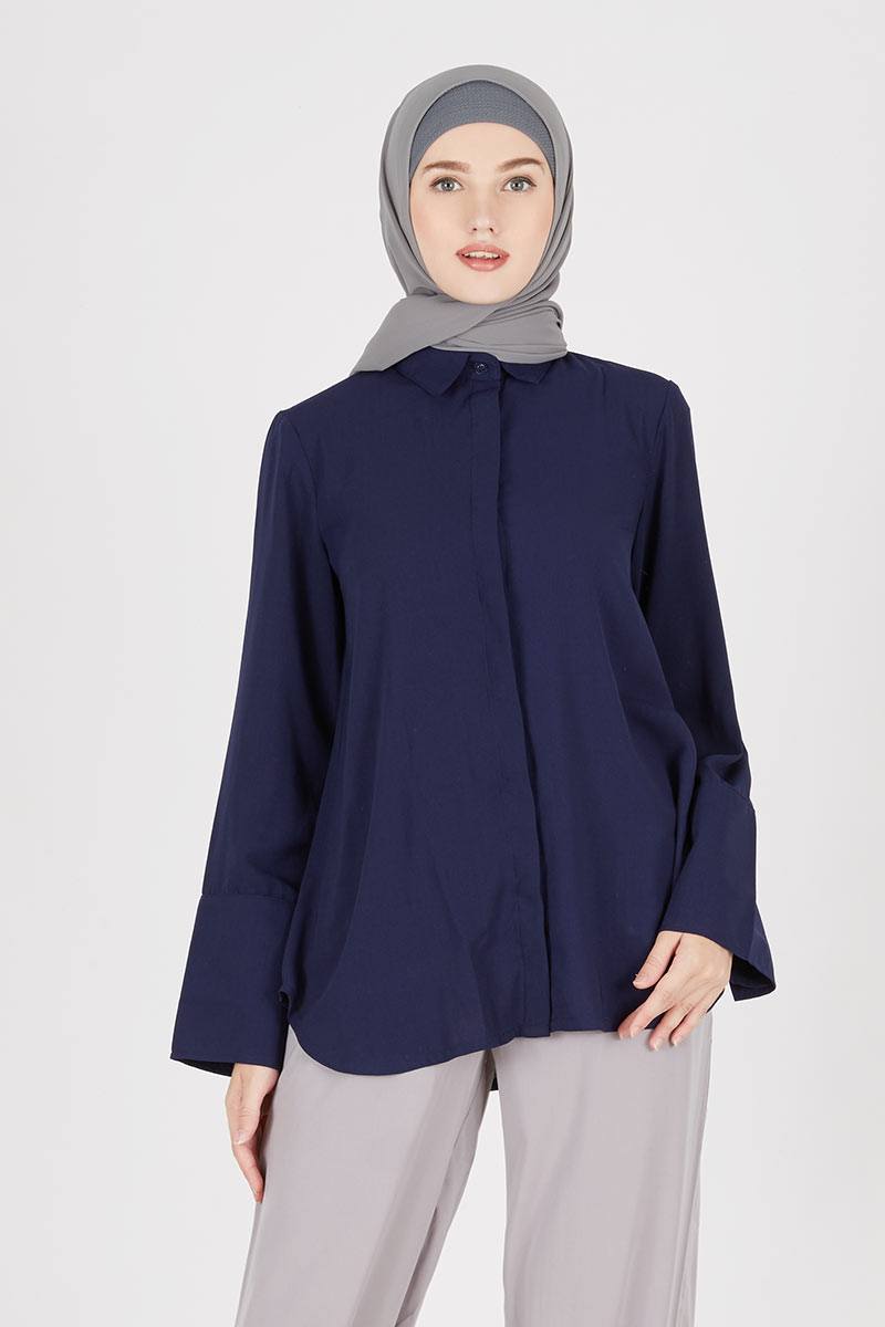 Sell Jas Navy Big Cuff Top Women-shirts  Hijabenka.com