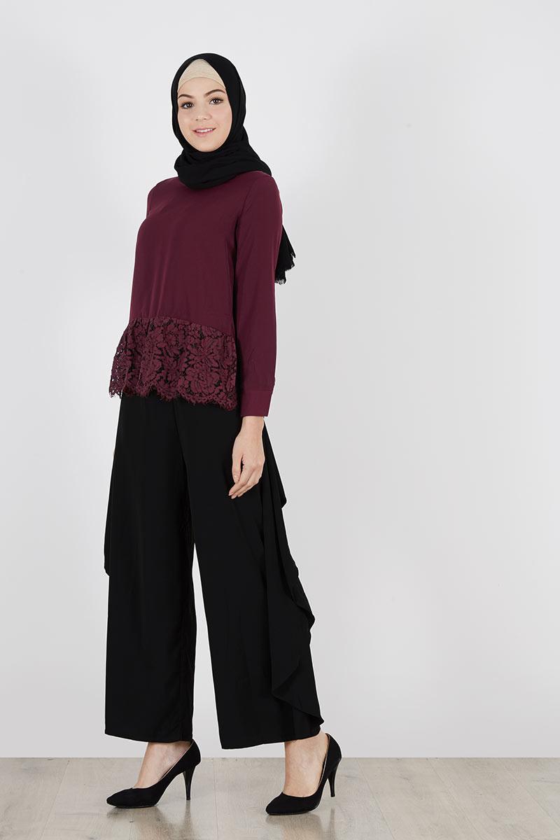 Sell Jasleen Top Maroon Tops  Hijabenka.com