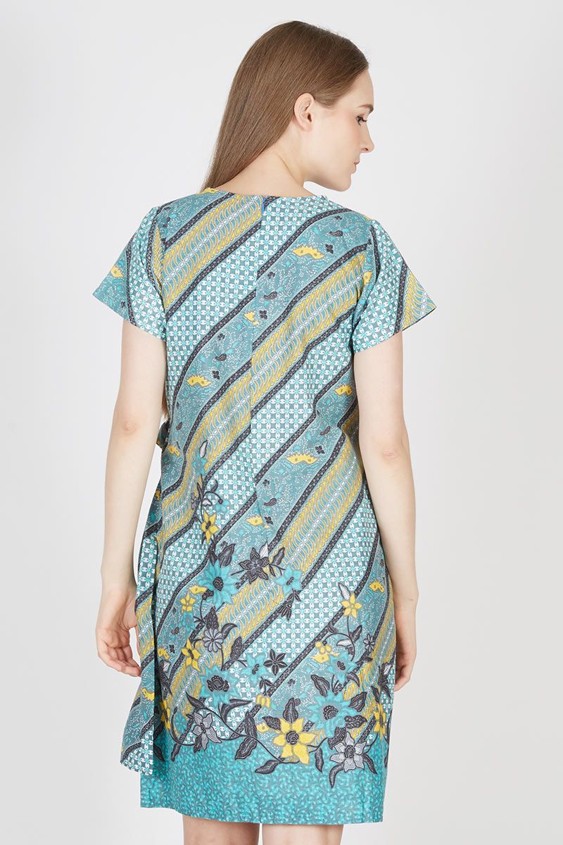 Batik Gisele Panjang sell dress in tosca batik cap berrybenka Batik Gisele Panjang sell dress in tosca batik cap berrybenka
