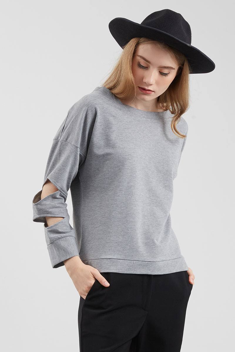 sell tina cutout blouse grey blouse berrybenka sell tina cutout blouse grey blouse berrybenka