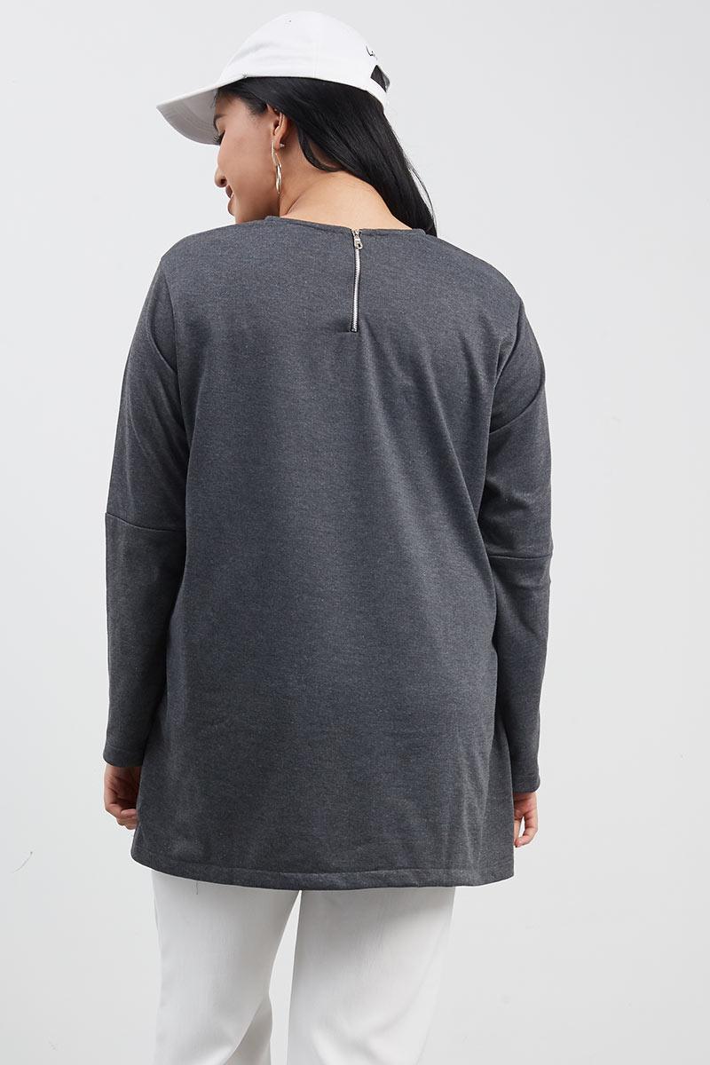 Sell Wenly Slit Top Drak Grey Blouse  Berrybenka.com