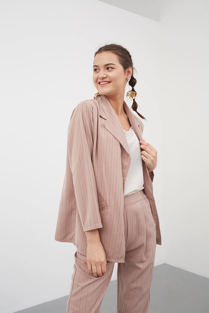 Sell Mozza Striped Blazer  Beige Blazers  Berrybenka com