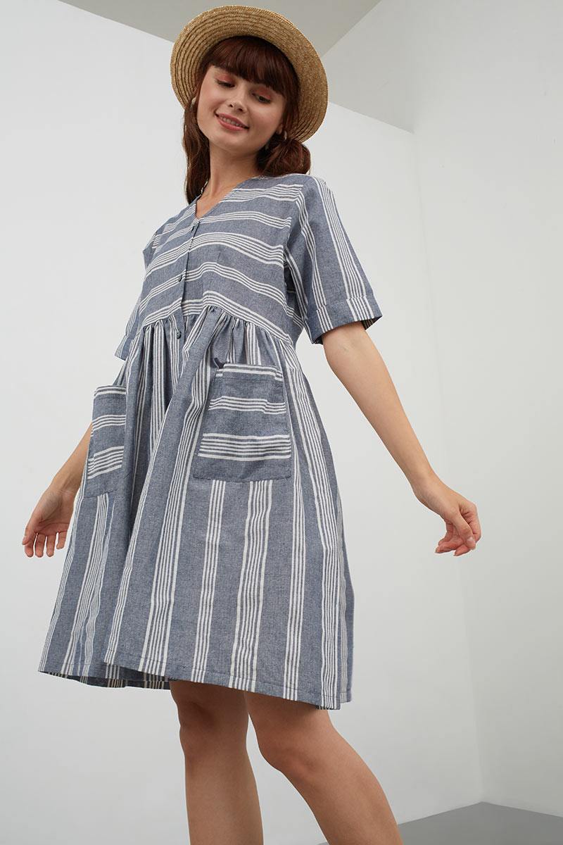 Sell Hannah striped pocket dress grey Mini-dresses 